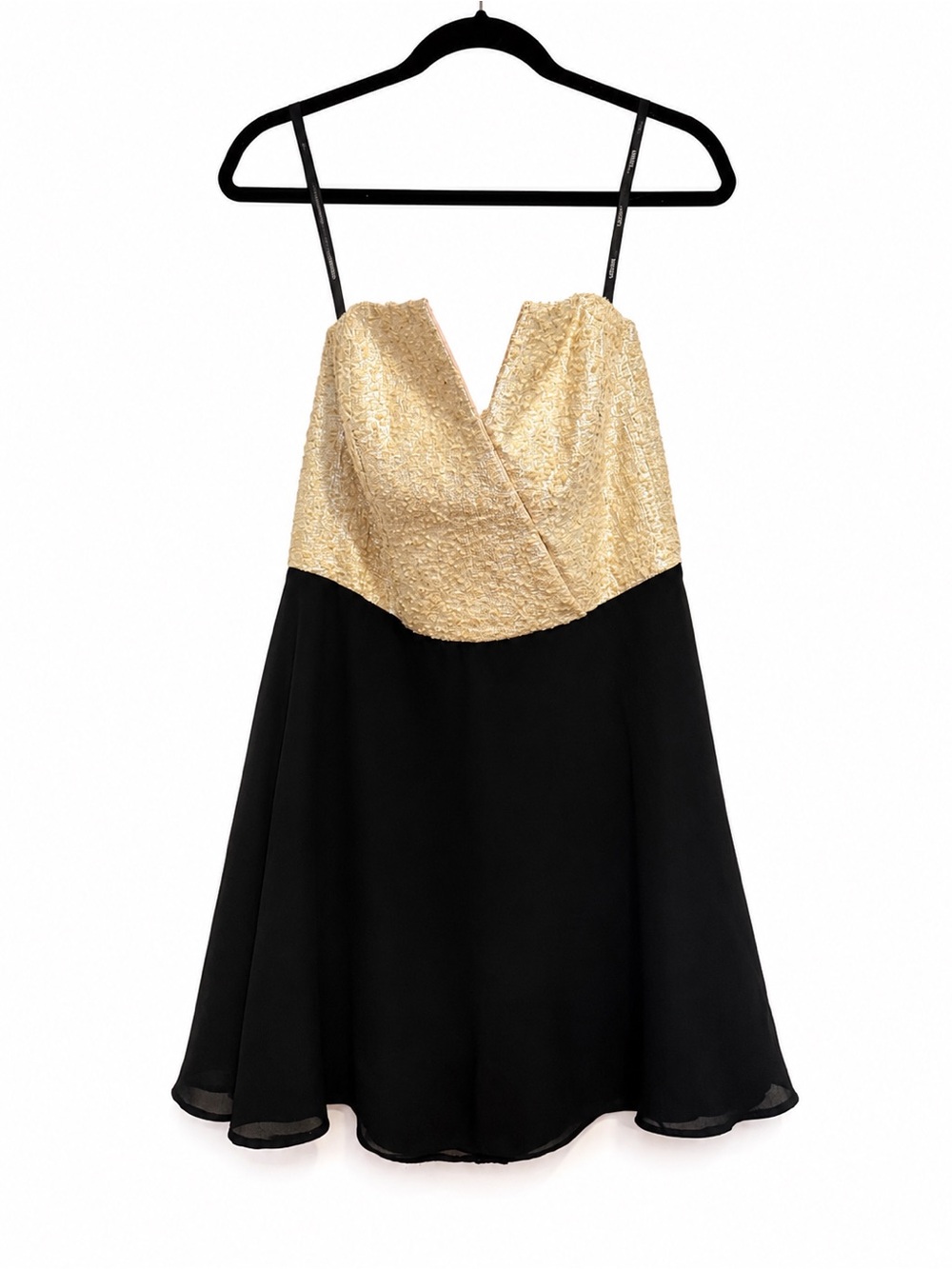 Naven Strapless Gold and Black Cocktail Dress